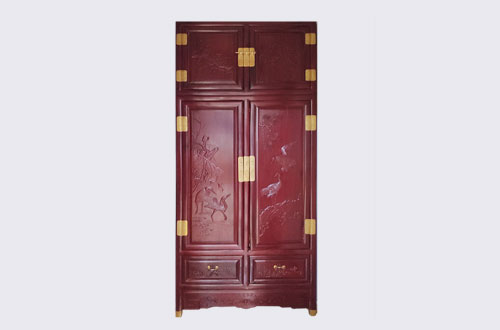 琅琊高端中式家居装修深红色纯实木衣柜