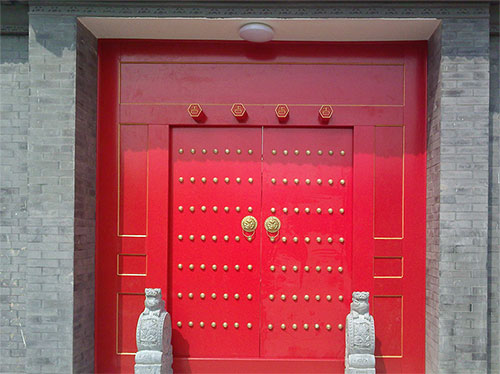 琅琊中国传统四合院系列朱红色中式木制大门木作